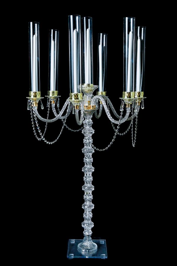 RL220 Ariel Collection Base 7” Height 38” Crystal Candelabra w/ Tubes