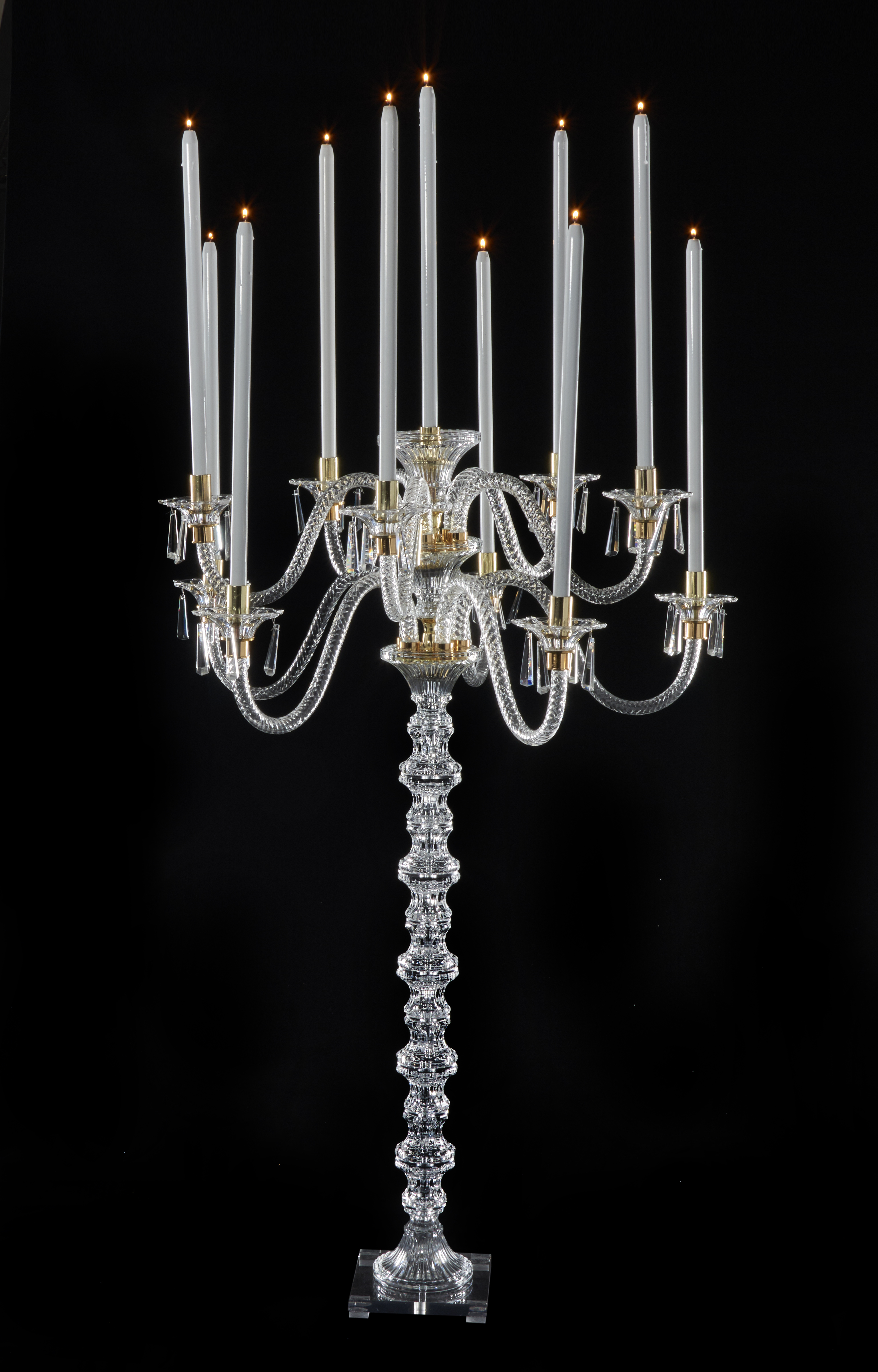 RL230 Ariel Collection Base 7” Height 45” Double-Tier Crystal Candelabra