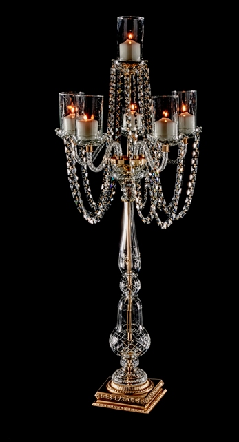 RY51 Gold and Crystal Candelabra w/ Chains 45