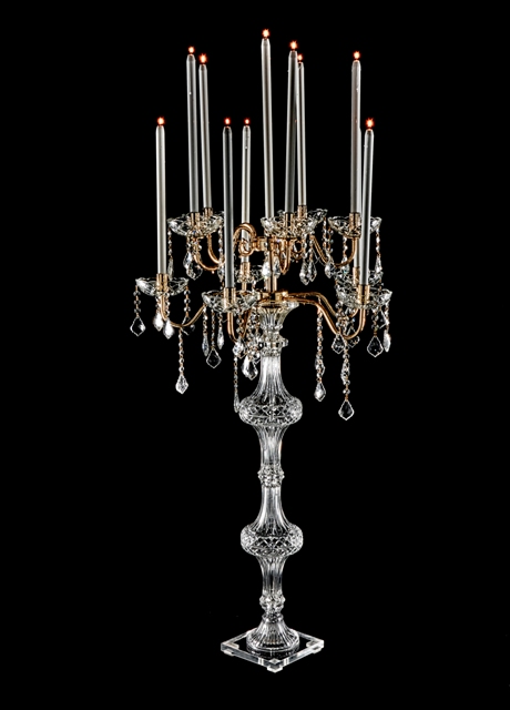 PR275 Crystal and Gold Candelabra w/ Chains