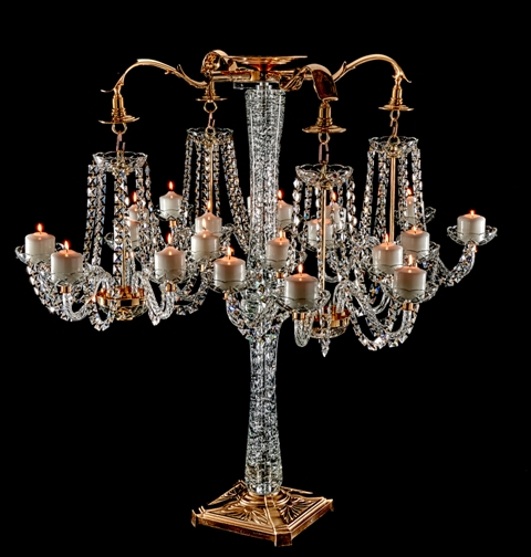 RY400 Gold and Crystal Centerpiece w/ Chandeliers 48