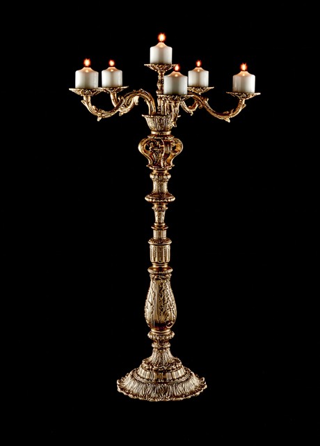GCA50 Royal Gold Candelabra, Short Candles Base 12