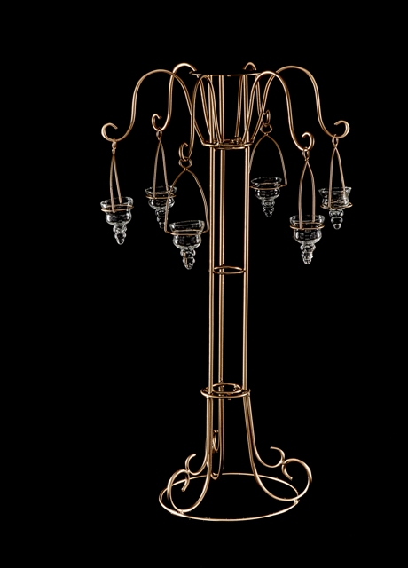 WS120 Gold Flower Stand w/ Holders 36
