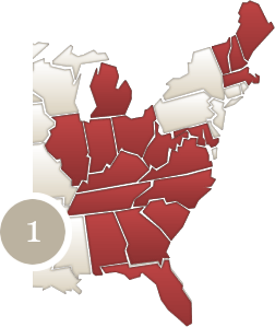 East Coast Customers (FL, AL, GA, SC, NC, VA, WV, TN, KY, IL, IN, OH, MD, ME, VT, NH, MA, MI)