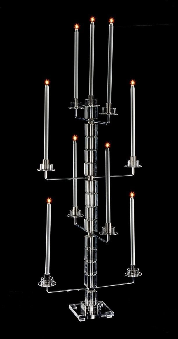 PR200S Crystal Modern Candelabra w/ Silver Arms