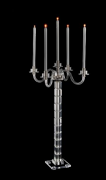 MC50 Modern Square Crystal Candelabra 38" Tall, 5" Base