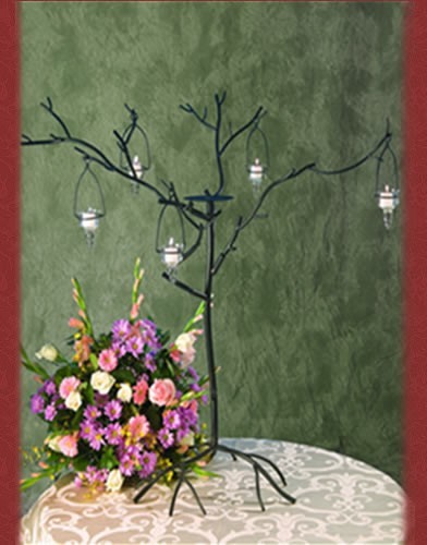 WS84 BASE: 24•HEIGHT: 49 Iron Tree Candle  Holder