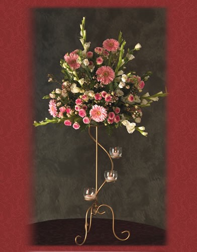 WS 37 Base : 12 Height : 27 Wrought Iron Gold Spiral Candelabra
