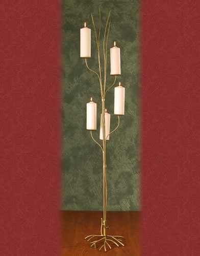 WS 94BASE:14•HEIGHT:72  Iron Aisle Candelabra 5 Pillar Candles