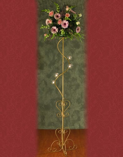 WSF 41 BASE:12•HEIGHT:70 Iron Aisle Candelabra 4 Spiral Candles